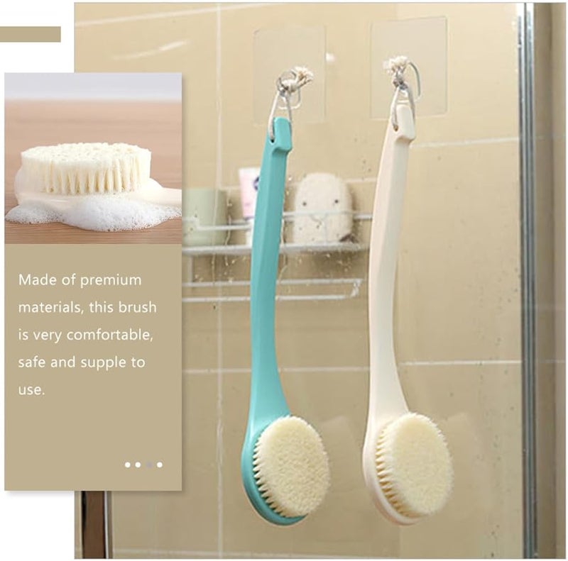 Long Handle Bath Brush with Soft White Bristles for Exfoliating Massage Wet Dry Skin - Image 4